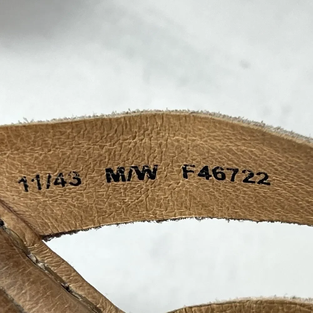 Born Tan Suede Wedge Cork Sandals Womens Sz 11 M Slip On Open Toe Comfort Casual